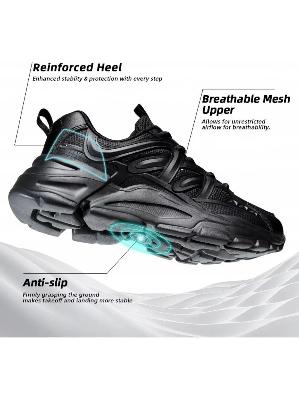 Women's Black Ladies Walking Comfor Breathable Soft Sole Tennis Sneaker Shoes